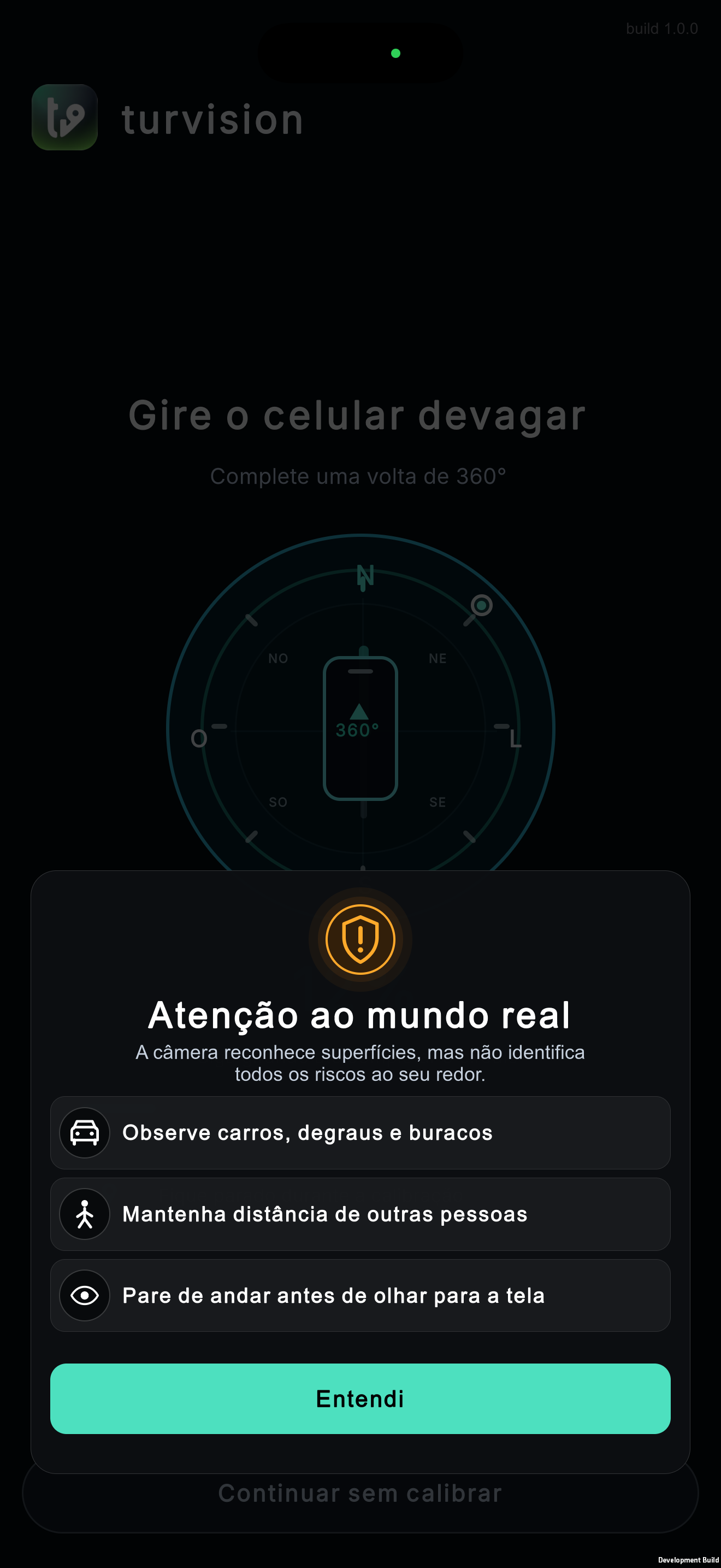 Aviso de segurança da experiência aumentada