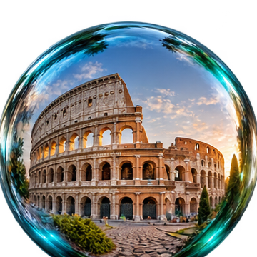 Coliseu de Roma refletido em uma bolha